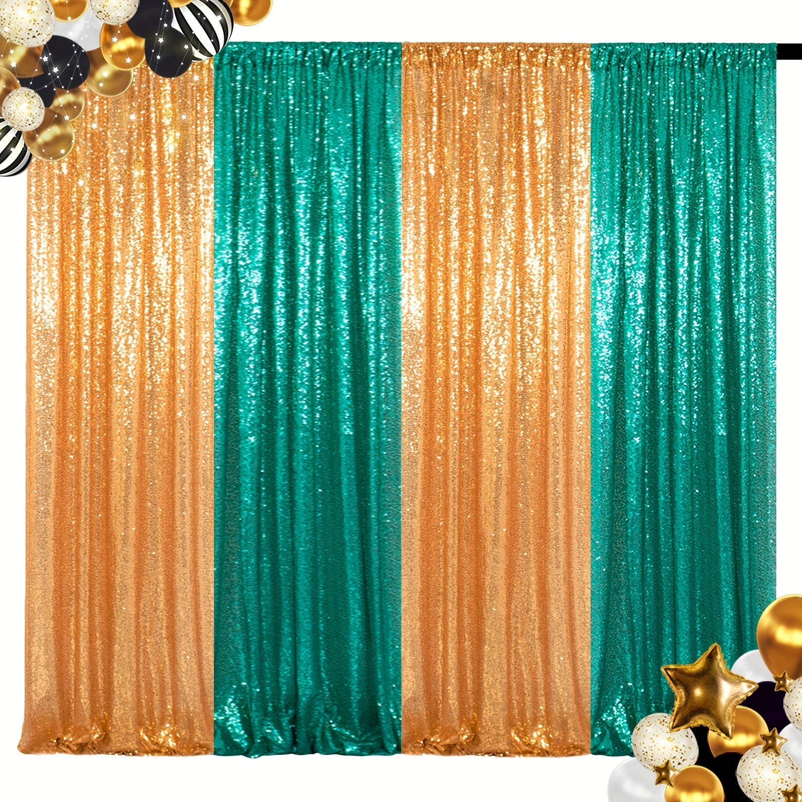 Sequin Backdrop Curtain 4 Panels 2FTx8FT ¨C Shimmer Glitter Background for Wedding Party Photo Booth Decoration
