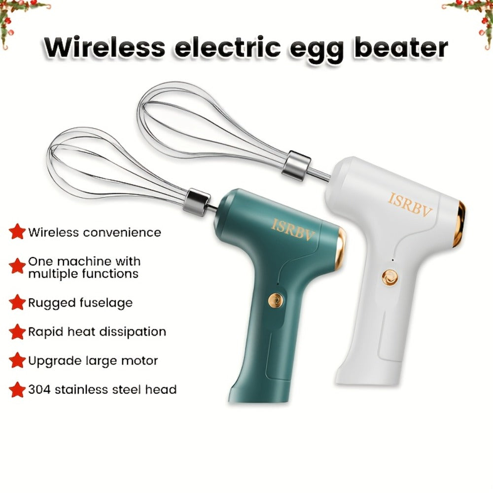 Wireless Electric Whisk Handheld Mixer - Rechargeable Cordless Egg Beater with Vertical Stand Design, Long Battery Life, Powerful Motor for Baking, Custard, Cream & Desserts, Kitchen Gift