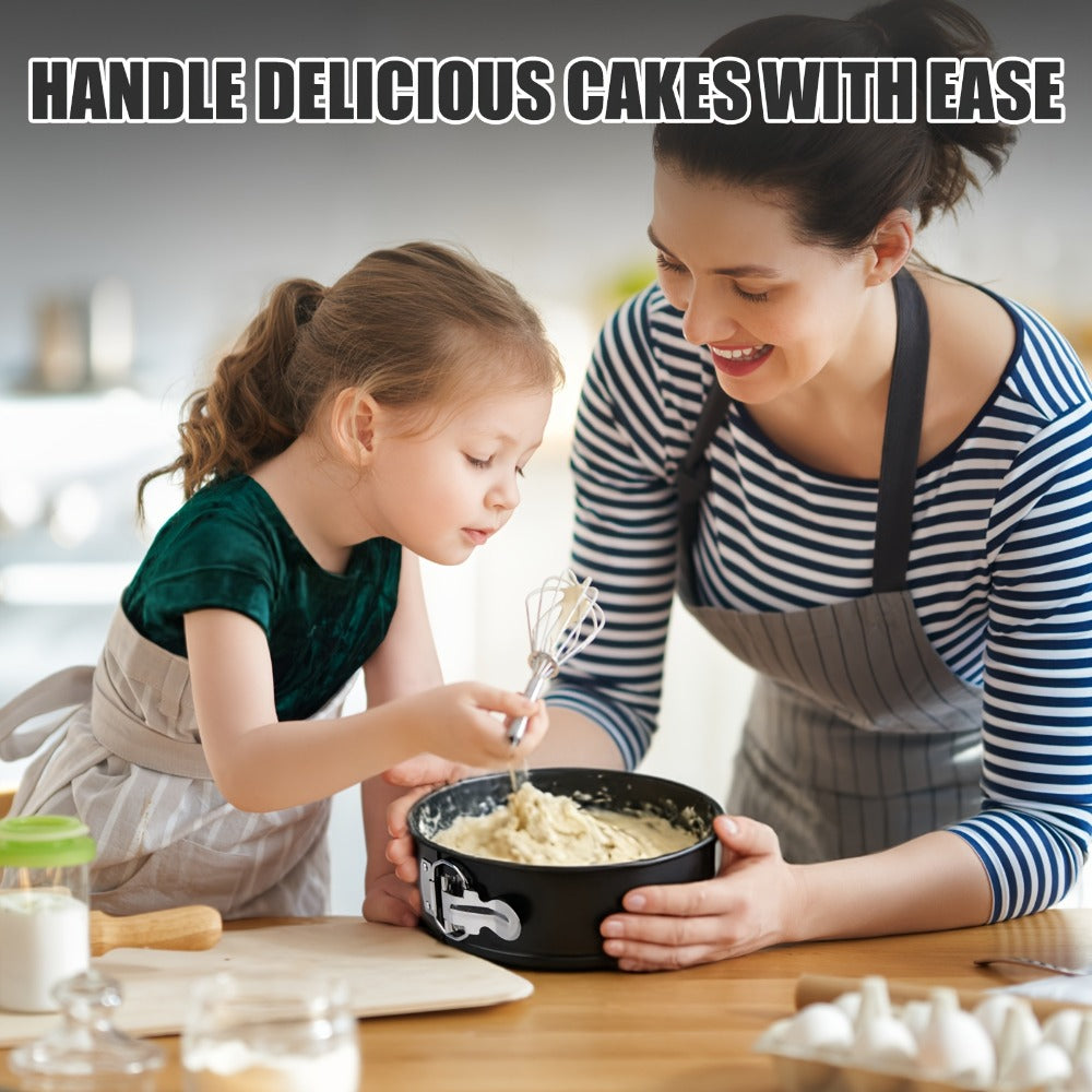 Springform Cake Pan Set, Nonstick Carbon Steel Cheesecake Pan with Removable Bottom & Locking Latch, Round Springform Pan for Cheesecake Pizza Quiche Mousse, 4-Inch Set or 4¡±/7¡±/9¡± 3-Piece Set