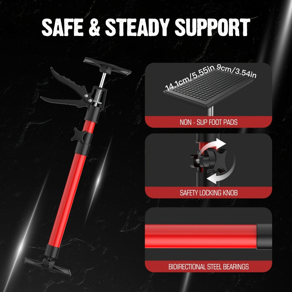 Telescopic Support Rod Adjustable 11.8-114in 154 lb Heavy Duty Anti-Slip Third Hand Support System 2pcs Drywall Lifting Cabinet Jack Wardrobe Installation Prop Tool-Grade Support Kit