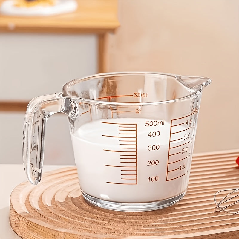 Glass Measuring Cup Heat Resistant Large Capacity with Handle 16.9 oz 33.8 oz Reusable Kitchen Baking Liquid Measuring Cup Set with Measuring Spoons