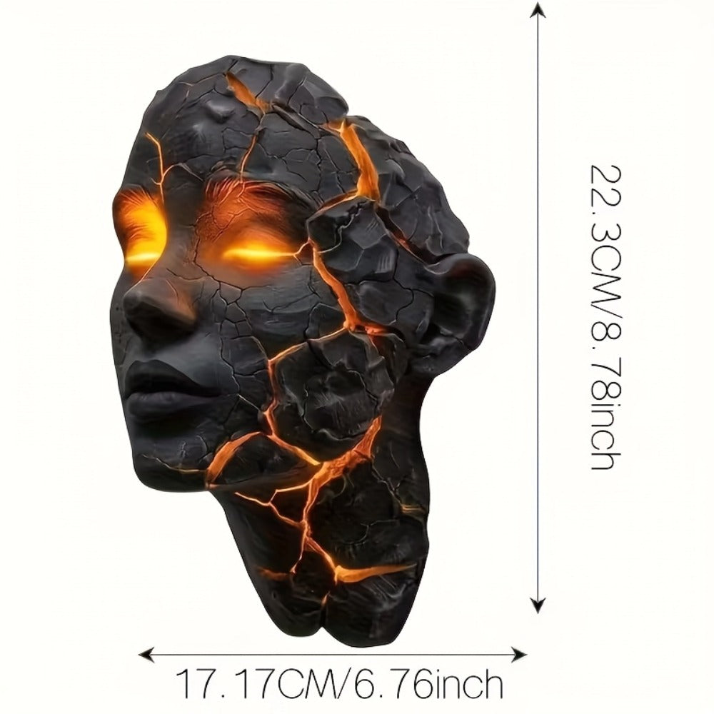3D Wall Lamp Shattered LED Night Light Broken Face Moving Effect ¨C Gothic Plug-In Wall Decor Light for Bedroom, Living Room, Bar, Cafe & Game Room, Unique Home Lighting Gift