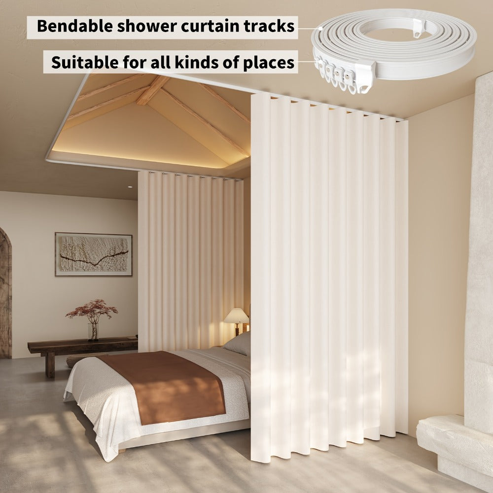 Flexible Curtain Rail Track ¨C Bendable PVC Ceiling Mount Curtain Rod for Bay Window, Bathroom & Home Decor, Trim-to-Fit Monorail Curtain Track System