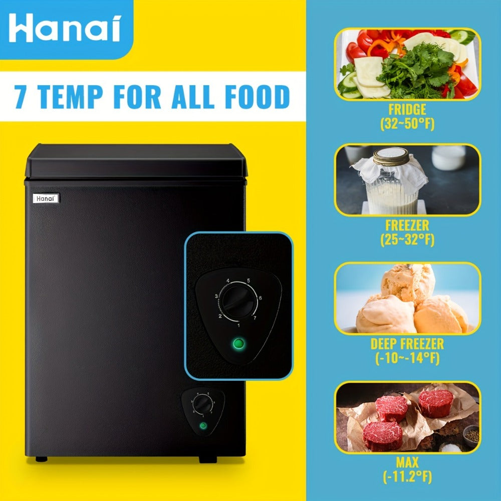 Chest Freezer, Compact Mini Deep Freezer with 7-Level Temperature Control (-11.2¡ãF to 50¡ãF), Low Noise R600a Compressor, Removable Basket ¨C 3.8 Cu Ft Upright Freezer for Dorm, Apartment, Garage & Home Kitchen