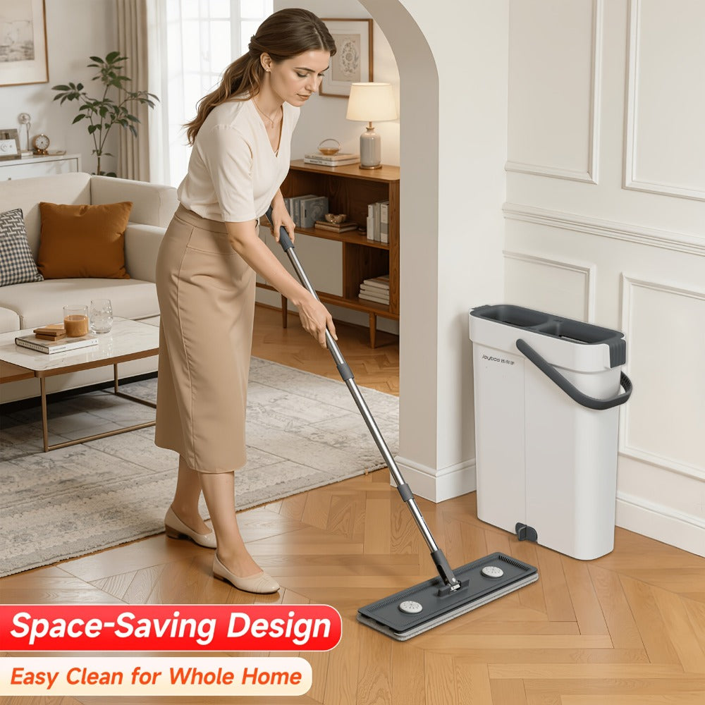 Spin Mop and Bucket Set with Wringer 360¡ã Flat Mop Washable Microfiber Pads Long Handle for Hardwood Tile Laminate Floors Walls Windows Home Kitchen Bathroom