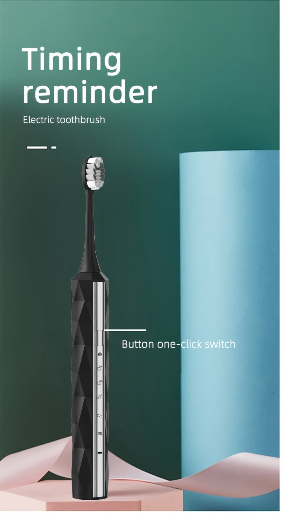 Sonic Electric Toothbrush IPX8 Waterproof ¨C USB Rechargeable, Smart Timer, Metal Handle, 5 Replacement Brush Heads, Soft Bristles for Adults Men & Women ¨C Black & Blue