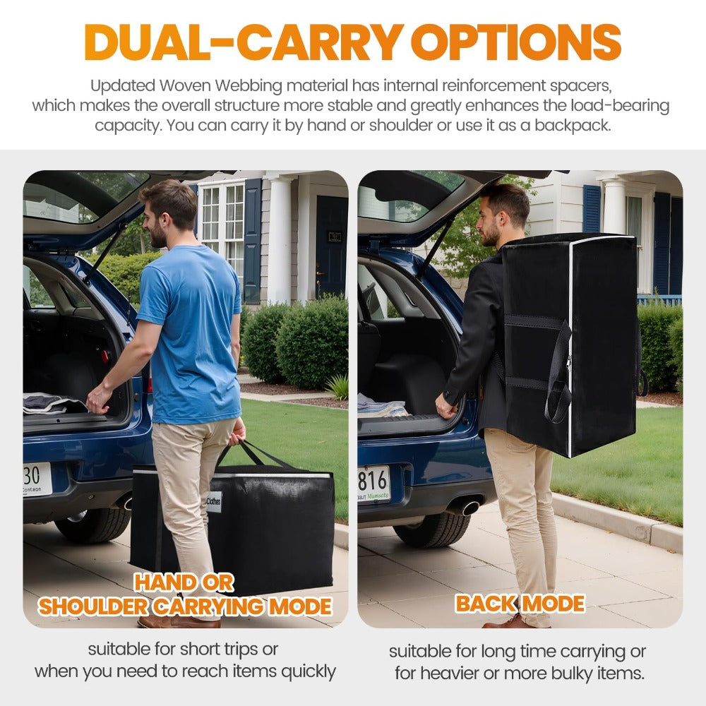 Moving Bags Extra Large Heavy Duty Storage Totes with Backpack Straps & Double Zipper ¨C 4pcs Stackable Packing Bags for Moving, Storage & Travel