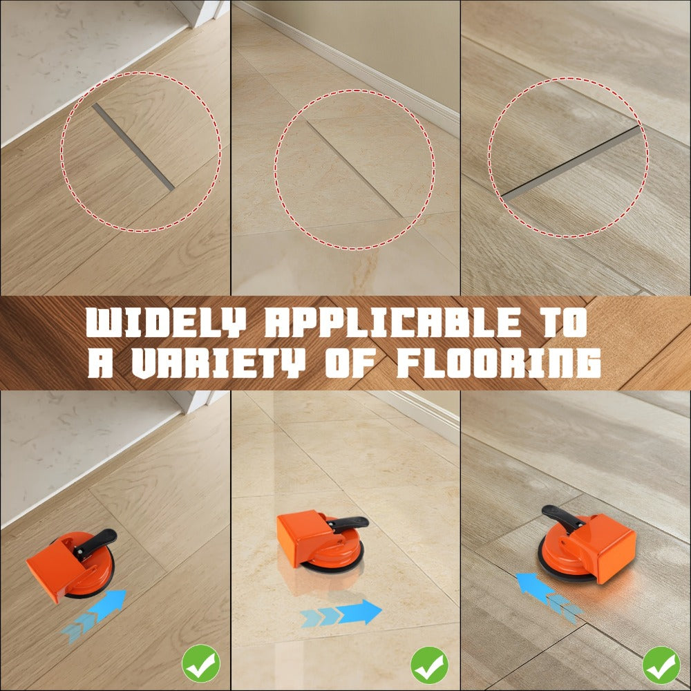 Floor Gap Fixer Tool with 4.84¡± Suction Cup, Laminate Floor Gap Repair Tool Kit for Vinyl Plank Hardwood Floors, Professional Plank Grabber with Metal Body & Felt Pad, Floor Installation Repair Tool