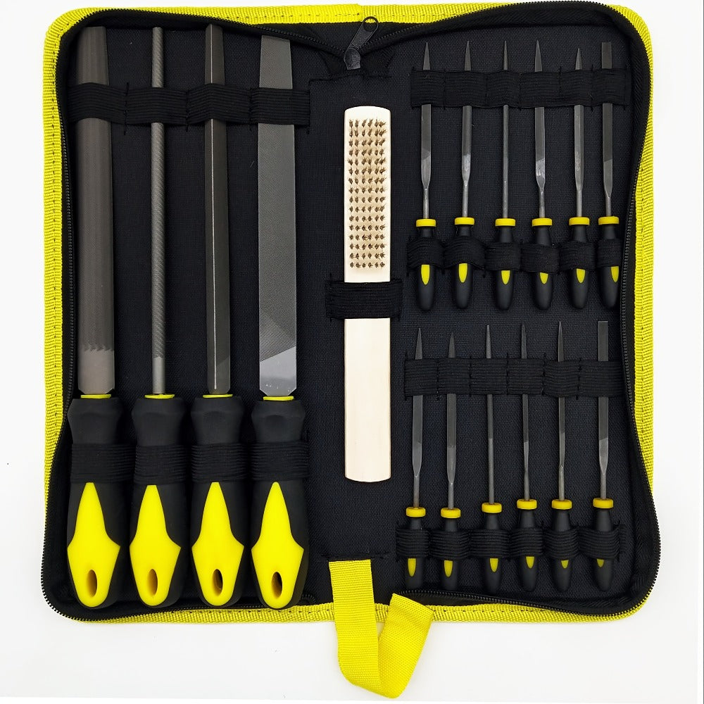 Rasp File Set Premium T12 Forged Alloy Steel - 14/16/17pcs Wood Rasp Set with Flat, Triangular, Semi-Circular & Round Rasps, for Woodworking, Metalworking & DIY, Includes Storage Bag