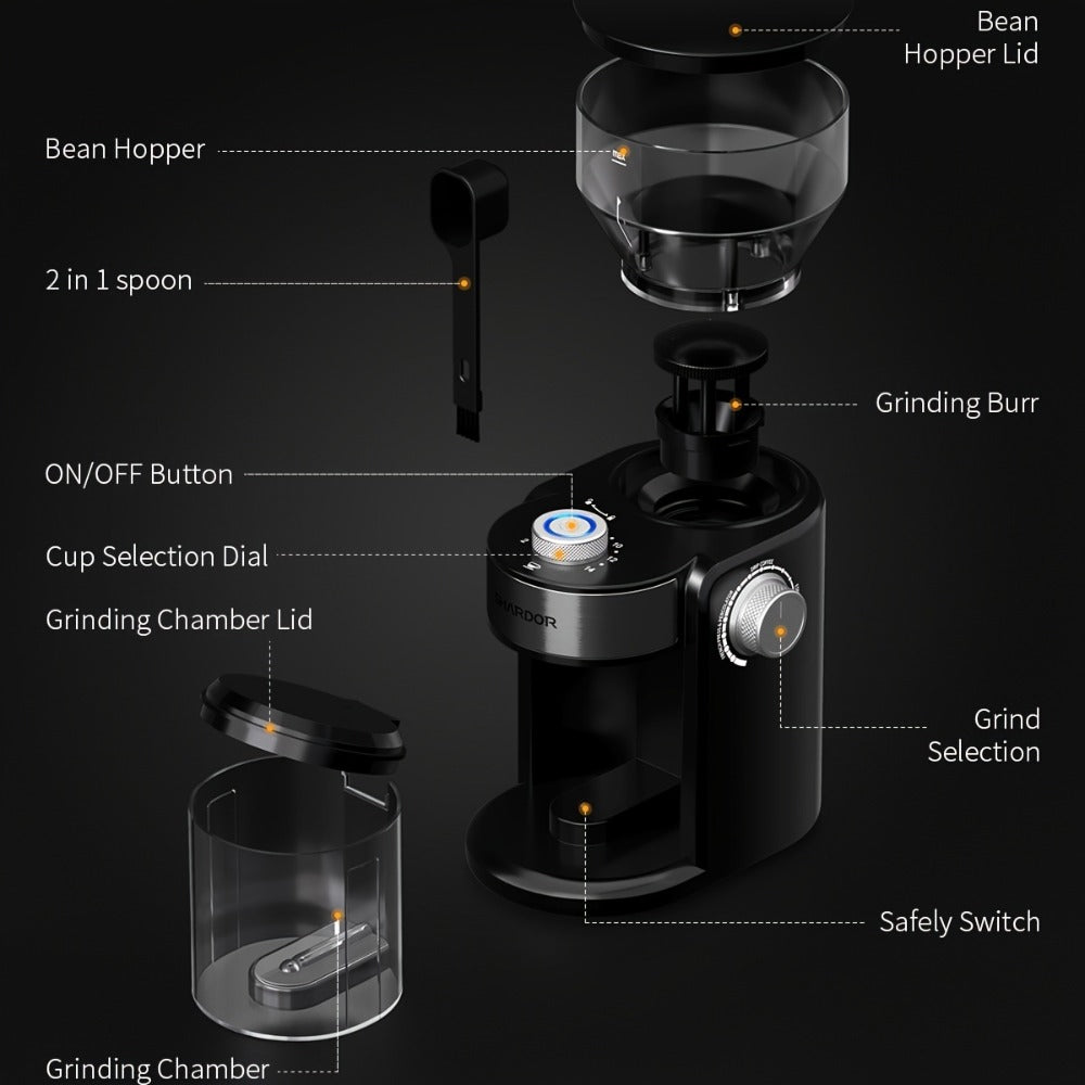 Burr Coffee Grinder Electric 16 Grind Settings Adjustable Burrs for 2-14 Cups Espresso Drip Pour Over French Press Home Barista Coffee Bean Grinder