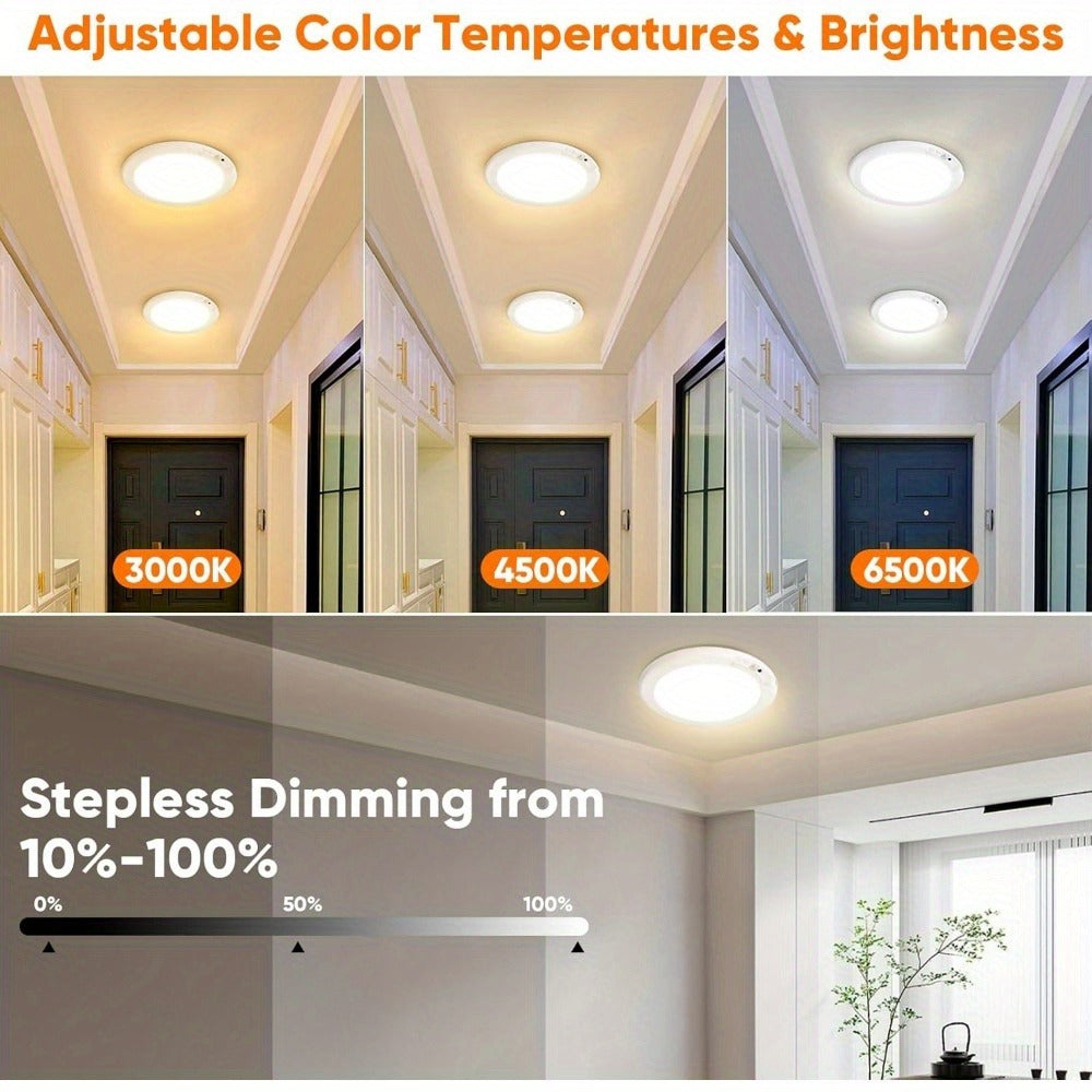 Motion Sensor Ceiling Light Rechargeable with Remote ¨C 3-Color Dimmable Wireless LED Overhead Light, No Wiring, Battery Operated for Closet, Shower, Pantry, Shed & Hallway (Round & Square, 1 or 2 Pack)