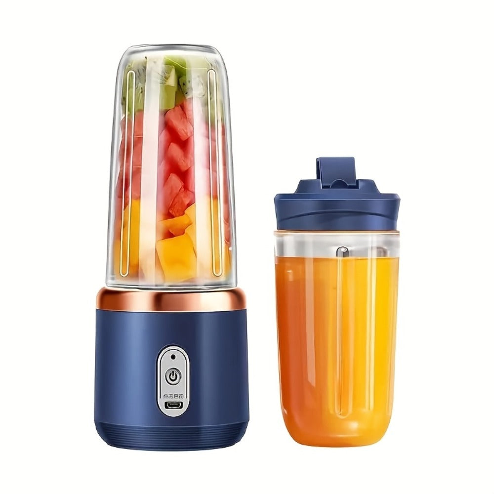 Portable Blender USB Rechargeable Multifunctional - Food Grade PP 13.53oz Mini Blender for Juice, Milkshake & Smoothies, Dual Power Supply 3.6V Compact Personal Blender, Blue & Pink