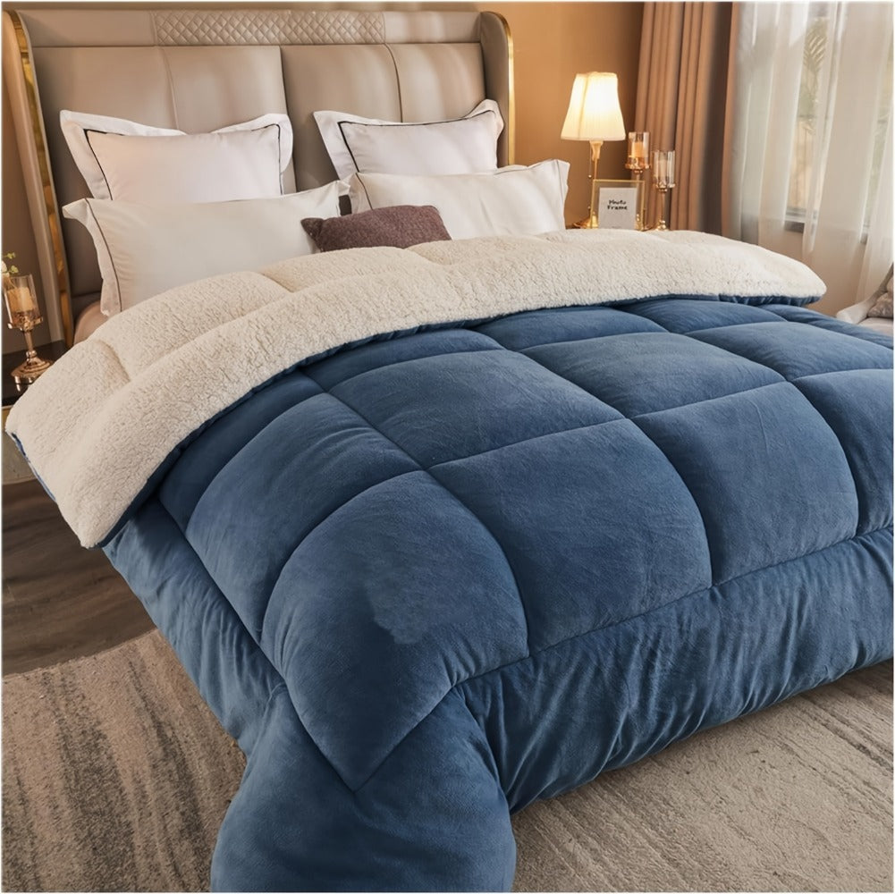 Sherpa Fleece Comforter Set Extra Thick Plush Microfiber Reversible Soft Warm Luxury Bed Blanket Twin XL Full Queen King 10 Colors Lightweight Cozy Bedding