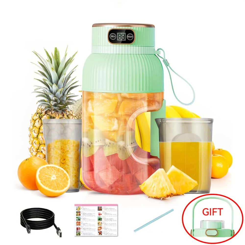 Portable Juicer Travel Blender with Digital Display 33.8oz - Motorized Wireless Blender for Smoothies, Milkshakes & Protein Shakes, Rechargeable Mini Blender for Gym, Picnic & Travel, No Outlet Needed