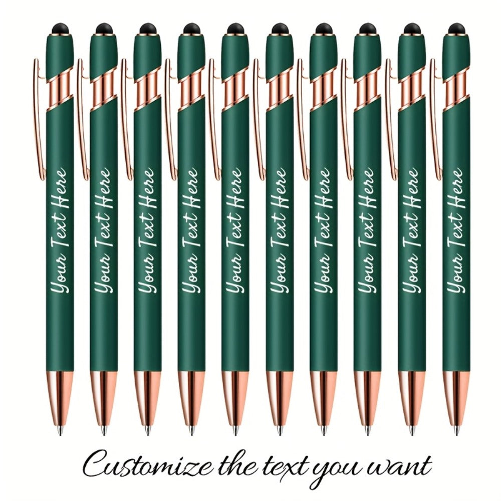 Personalized Metal Ballpoint Pens 10pcs Custom Engraved with Name or Logo - Smooth Black Ink, Elegant Business Gift Pens for Daily Office Use, Christmas, Thanksgiving, Halloween, Corporate Giveaways