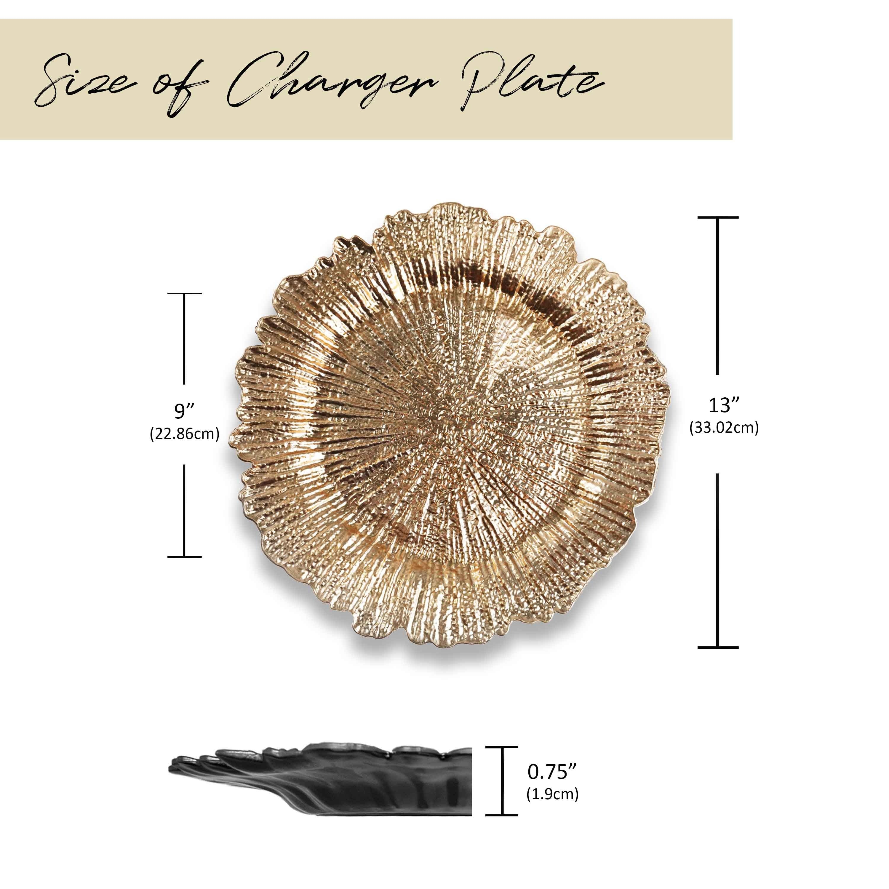 Charger Plates 13 Inch Set of 24 ¨C Floral Reef Design Decorative Dinner Plate Chargers for Wedding Table Setting Party Banquet Reception Decor Silver Rose Gold Red