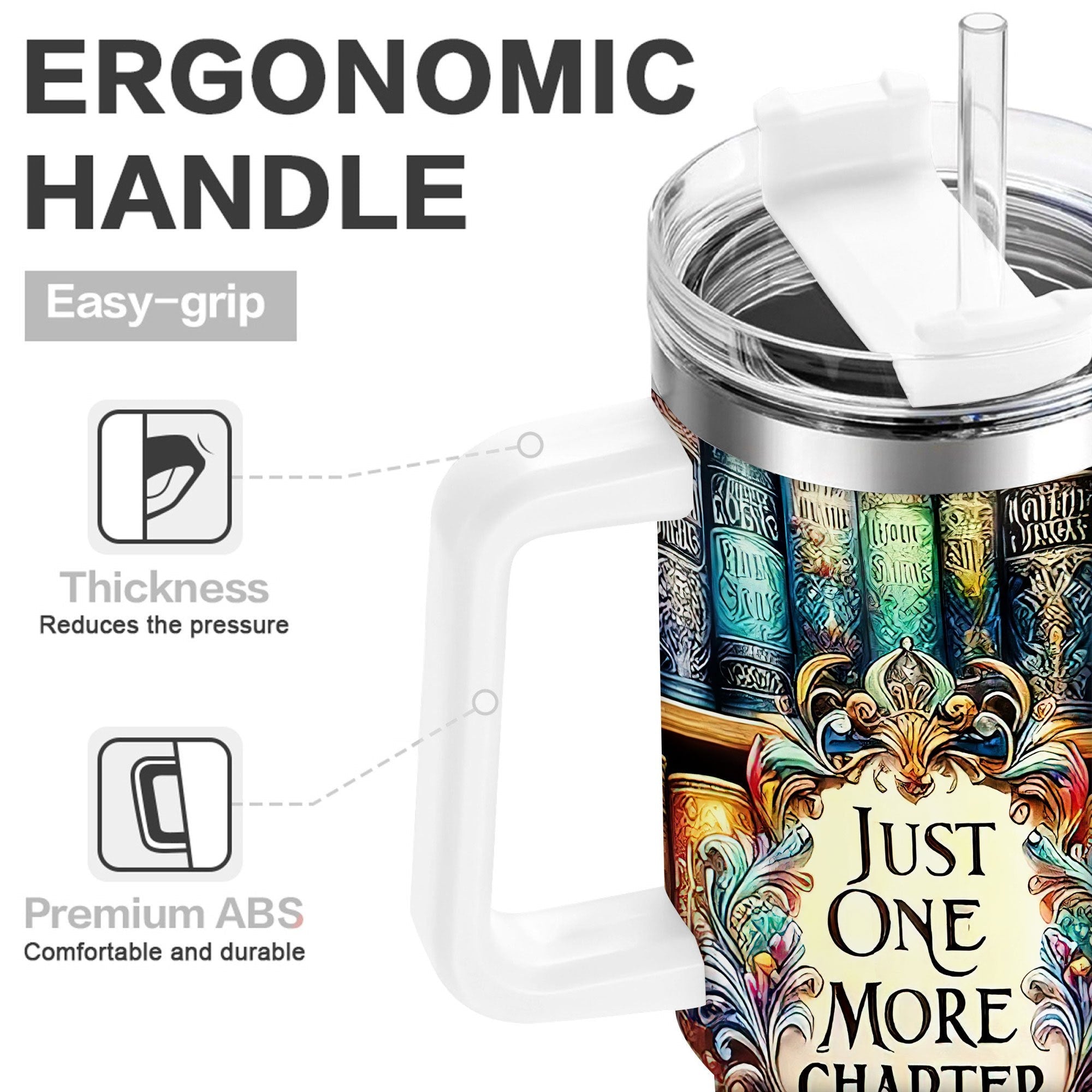 40oz Insulated Tumbler with Lid - Vibrant Bookshelf Art Double Wall Vacuum Travel Mug, Spill Proof Coffee Cup, Gift for Dad Mom, Christmas Birthday Father's Day Gift