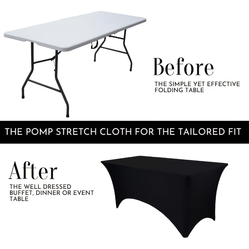 Spandex Tablecloth 6 Foot Rectangular Stretch Table Cover for Parties Weddings Banquets ¨C Wrinkle-Free Full Coverage Fitted Table Cloth for Events