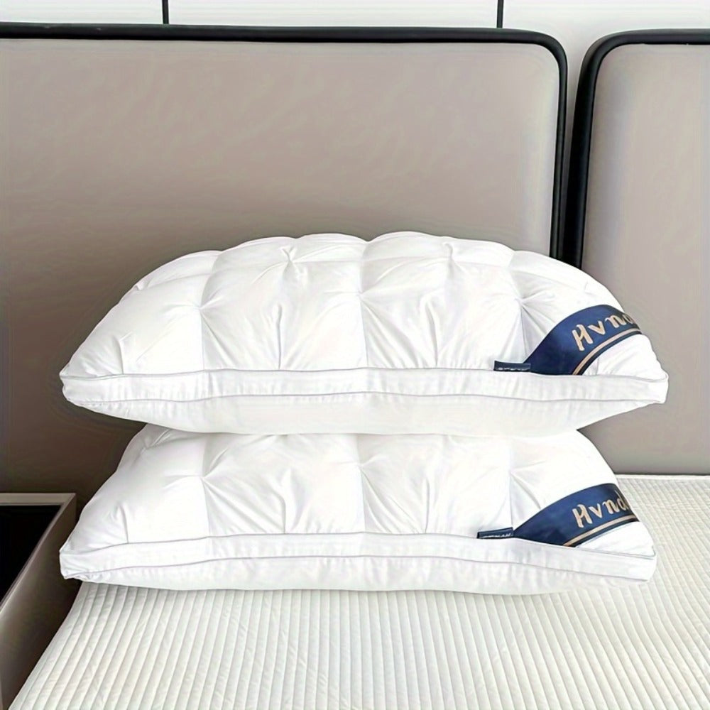 Hotel Quality Pillows 2-Pack, Luxury 5-Star Deep Sleep Neck Support, Non-Collapse Hypoallergenic Polyester Fill, All Season Cooling Bed Pillows Queen King