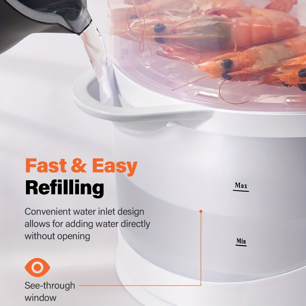 Electric Food Steamer 3-Tier 9.6QT Large Capacity, 800W Fast Cooking, 60-Min Timer, Boil-Dry Protection, Dishwasher Safe & BPA-Free ¨C Multi-Tier Steamer for Vegetables, Dumplings & Family Dinners