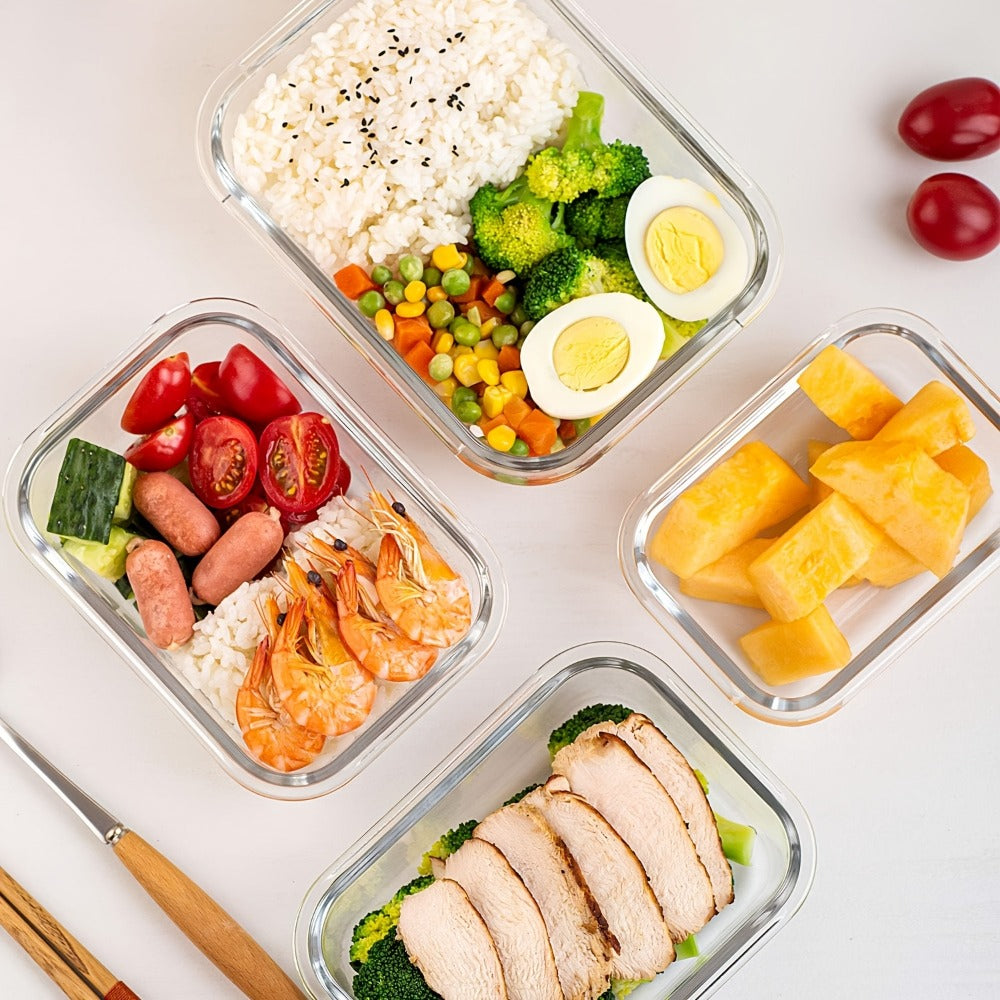 Glass Food Storage Containers with Lids 10PCS Set ¨C Airtight Leak-Proof Meal Prep Containers, Dishwasher & Oven Safe, Lunch & Leftover Storage