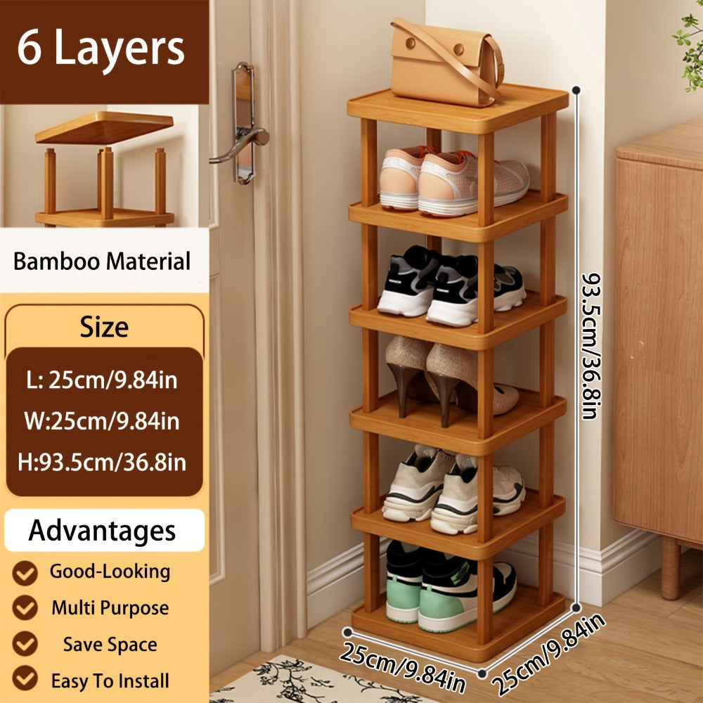 Bamboo Shoe Rack 6 or 9 Tier ¨C Space-Saving Wood Grain Shoe Organizer, Easy Assembly Freestanding Shoe Shelf for Entryway, Living Room, Bedroom & Dorm