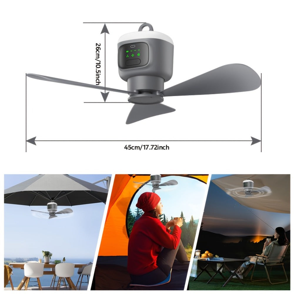 Remote Control Camping Fan 12000mAh Battery Portable Outdoor Fan with LED Light 4-Speed Settings 8-Hour Timer 30-Hour Runtime Rechargeable Tent Fan