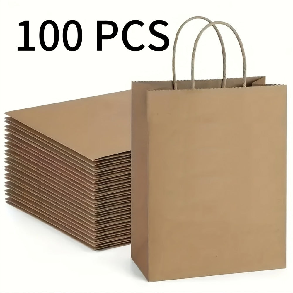 Paper Bags with Handles Bulk - Kraft Paper Gift Bags 25/75/100/300 Pcs, Black White Brown Reusable Shopping Bags for Small Business Retail, Birthday Party, Graduation, Easter Gift Wrapping Packaging