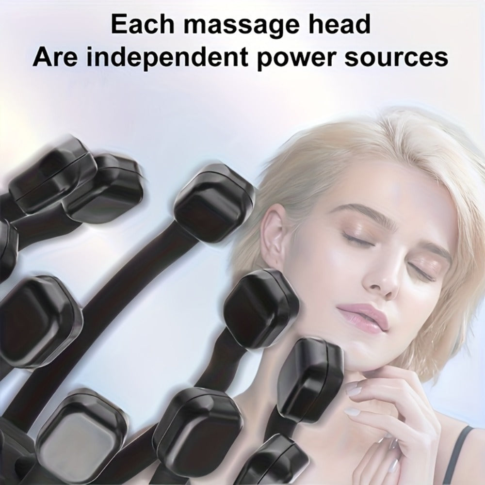 Electric Scalp Massager ¨C 8-Finger USB Rechargeable Head Massager with 3 Massage Modes, Portable Stress Relief & Hair Growth Stimulator, Handheld Scalp Scratcher for Men Women Home & Office Use