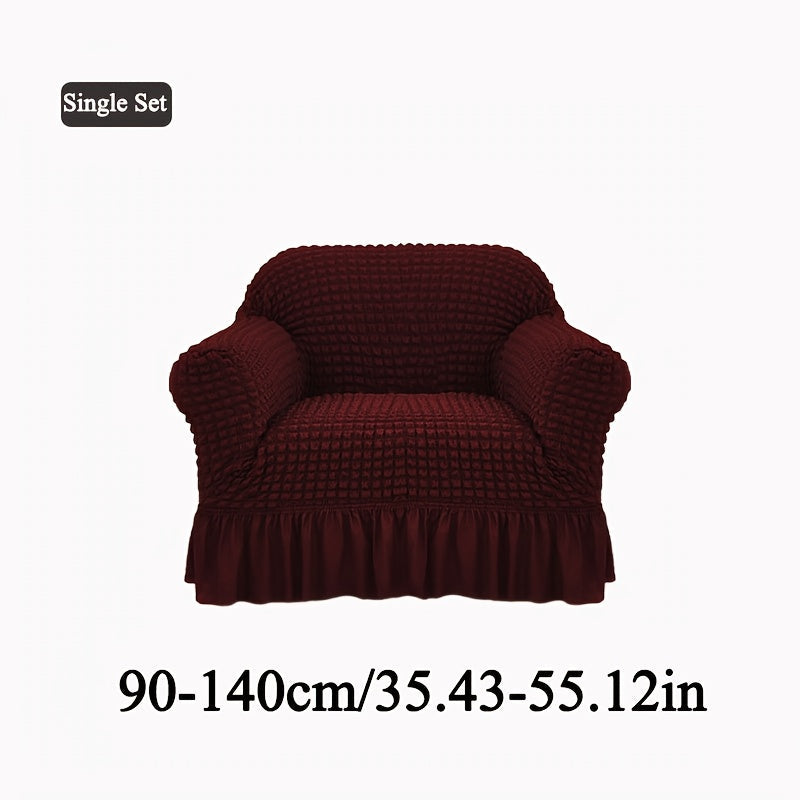 Seersucker Sofa Slipcover Elastic Band Closure Pet-Friendly All-Purpose Sofa Cover for Living Room Home Decor Protection ¡ª Single 2 4 Seater Multiple Colors