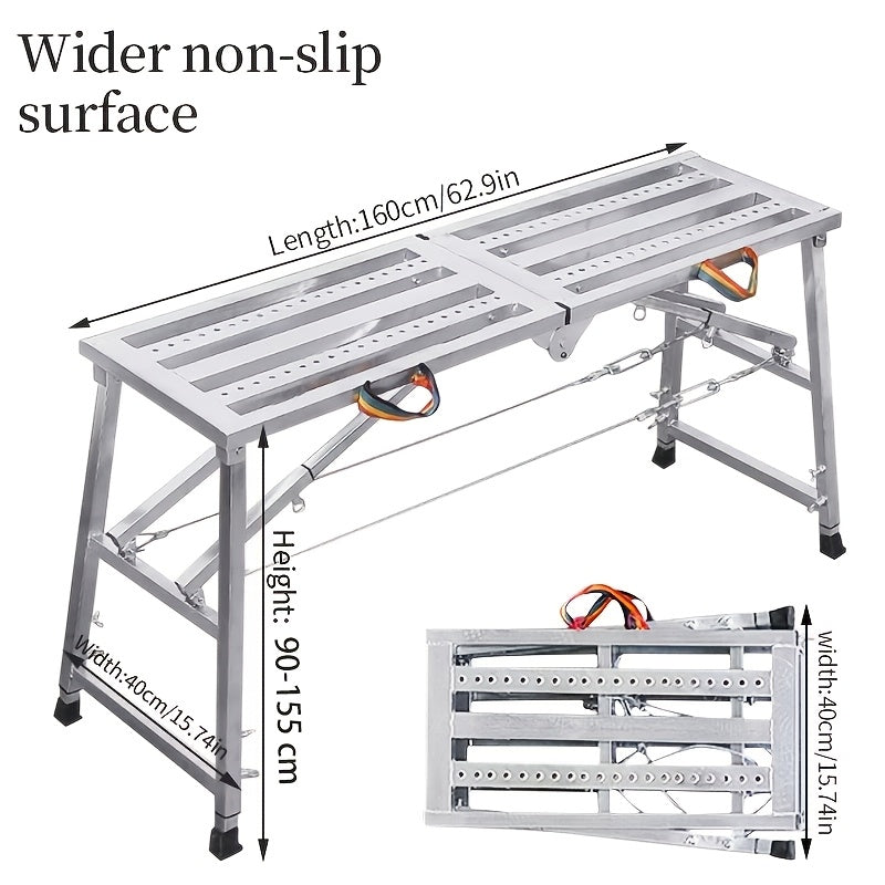 Folding Scaffold Step Stool Adjustable Height 39-79¡± Portable Steel Work Platform 1300 lb Capacity for Home Renovation Painting Car Washing RV Cleaning