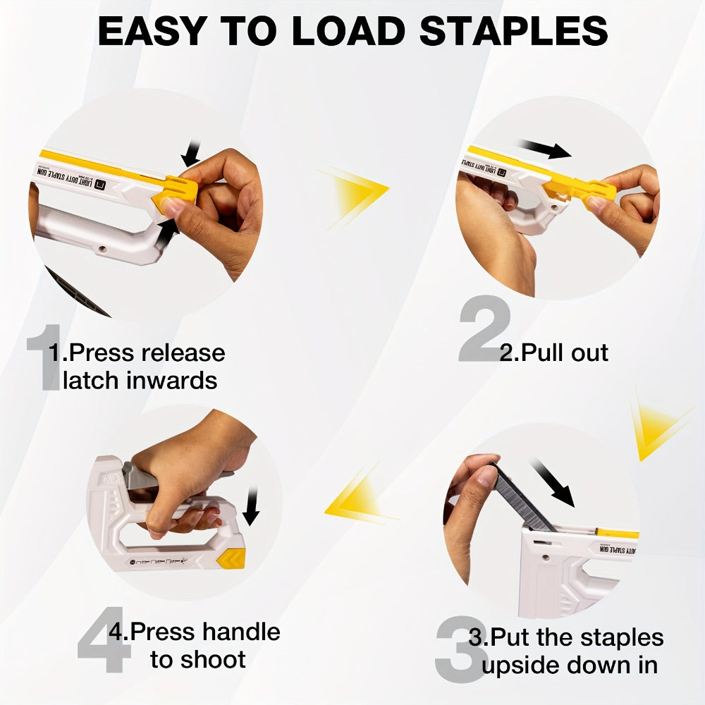 Staple Gun with Staples 1600pcs, Light Duty Upholstery Staple Gun Kit with JT21 Staples 1/4 5/16 3/8 inch & Staple Remover, Manual Fabric Stapler for Wood, Crafts, DIY, Home Decoration