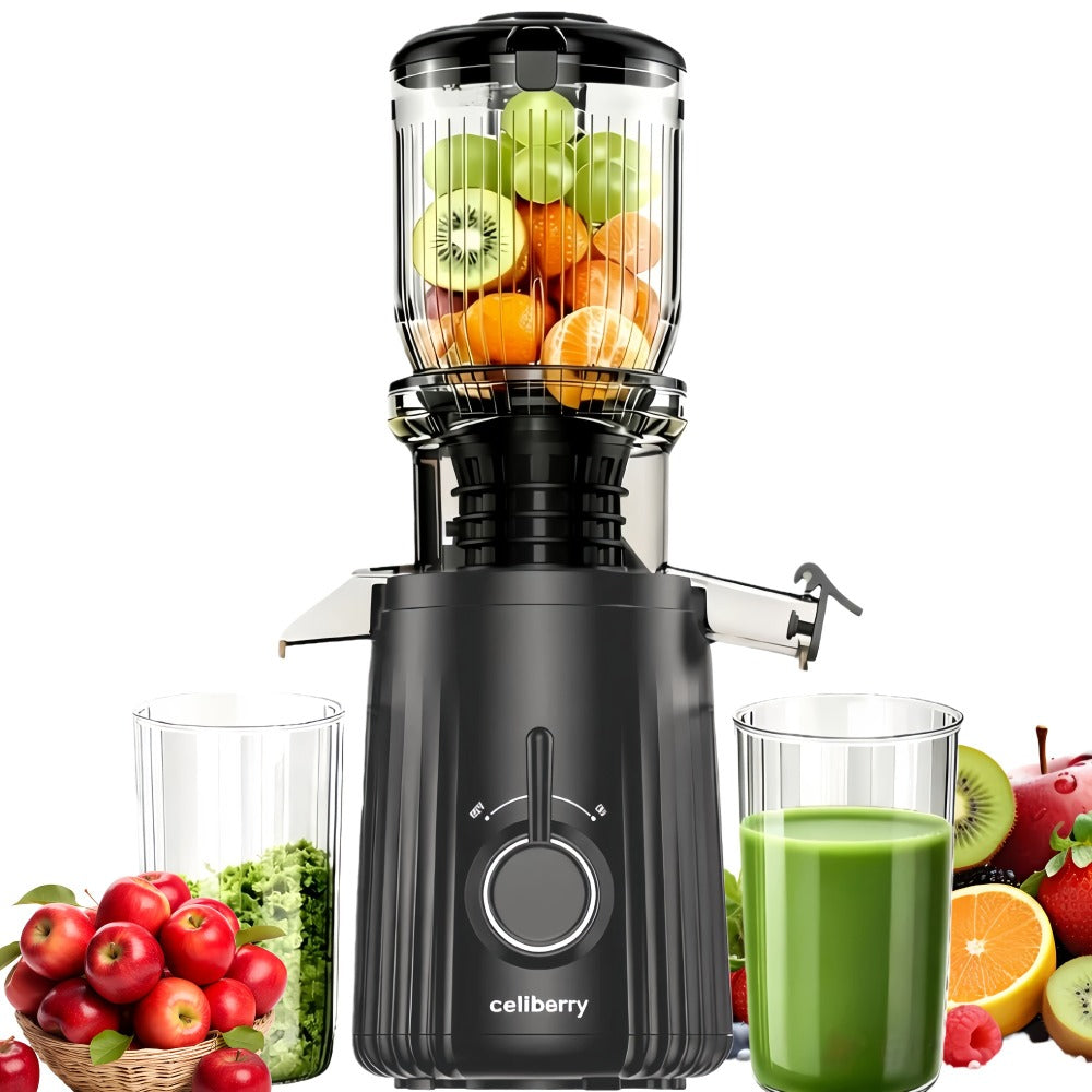 Masticating Juicer Cold Press - 4.25¡± Wide Feed Chute Auto-Feed Slow Juicer for Whole Fruits & Vegetables, 98% Juice Extraction, Quiet Motor, Easy to Clean, Compact for 1-2 People, Multiple Colors