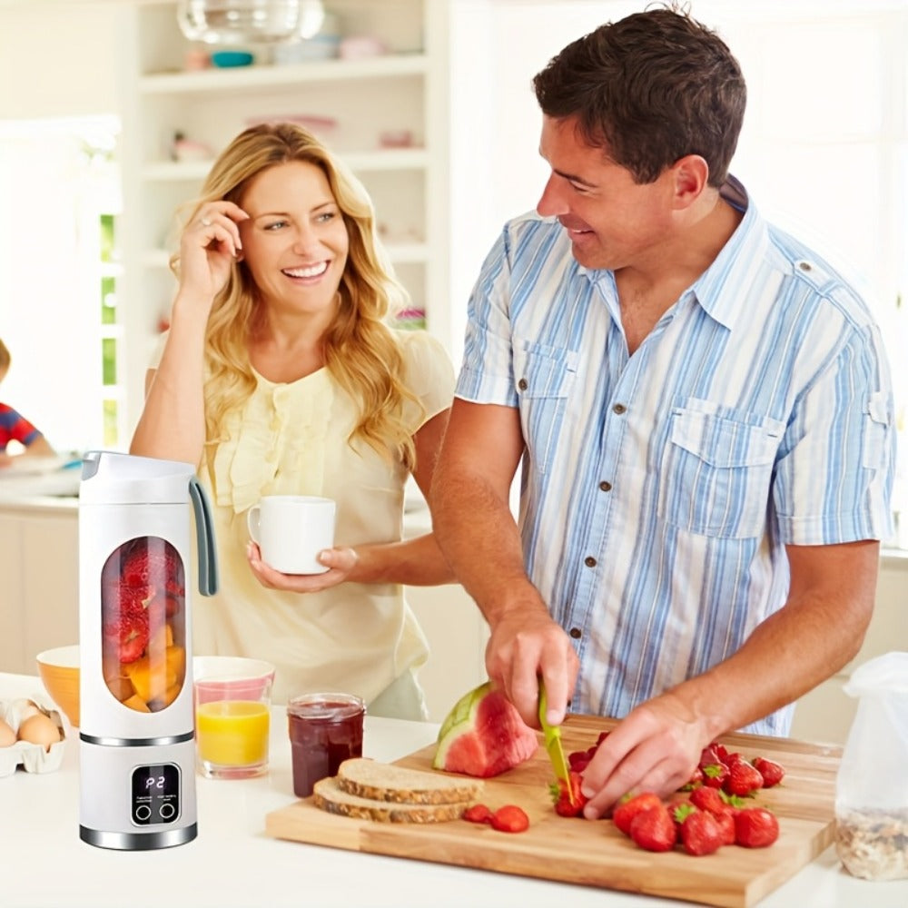 Portable Juicer USB Rechargeable with LED Display - Handheld Personal Blender for Smoothies, Juice & Ice Crush, Li-Ion Battery Powered Mini Juicer Cup for Home, Gym, Travel & Outdoor, Multiple Styles