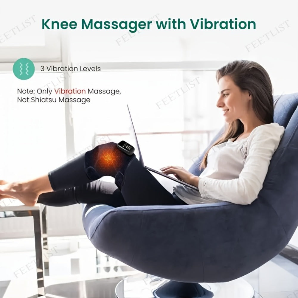 Knee Massager with Heat ¨C 3-Level Heating Pad for Knee Pain Relief, Joint & Muscle Warmth, Anti-Slip Breathable Knee Brace for Men & Women