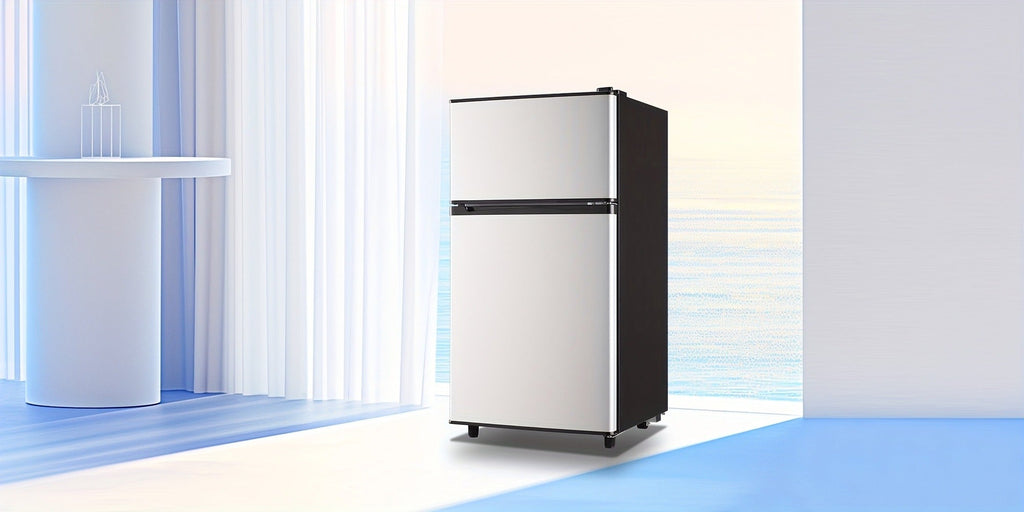 Small Fridge with Freezer, 2-Door Compact Refrigerator with 7-Level Adjustable Thermostat, Removable Shelves & Basket ¨C 2.5 or 3.5 Cu Ft Silver Mini Fridge for Dorm, Office, RV and Bedroom