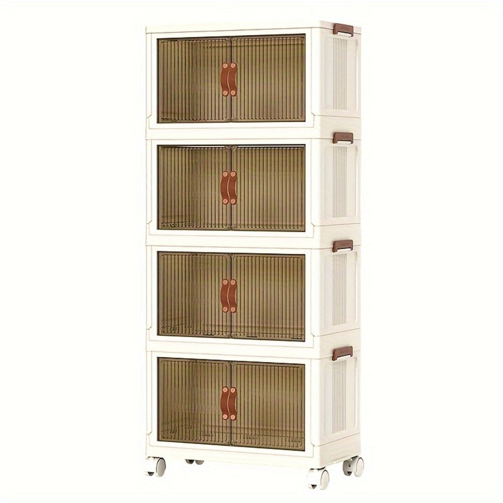 Lidded Storage Bins with Wheels ¨C 2/3/4/5-Tier Dual-Opening Storage Organizer Box with Lid, Large Stackable Storage Container for Books, Kitchen, Bedroom & Closet Organization