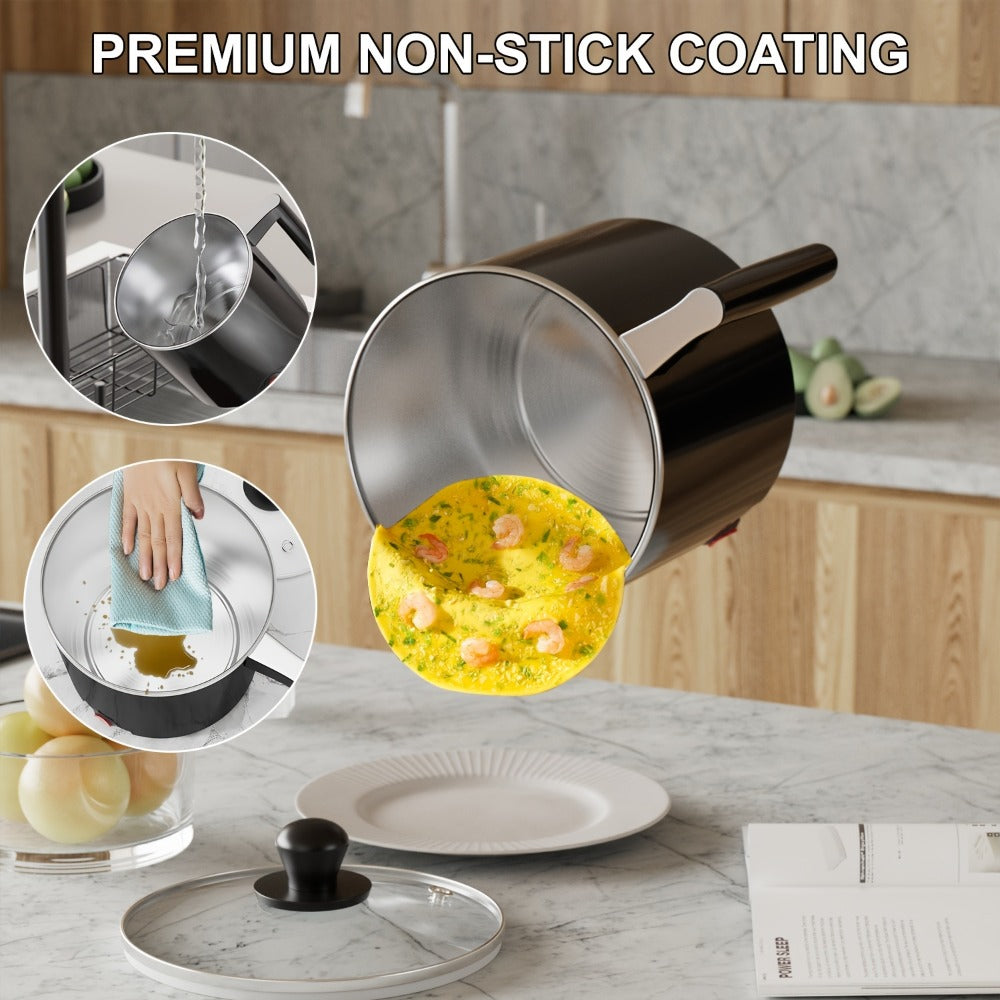Electric Hot Pot 1.5L Non-Stick Saucepan ¨C Portable Mini Electric Cooker for Noodles, Pasta, Eggs, Steak & Ramen | Fast Heating, Dorm & Travel Friendly