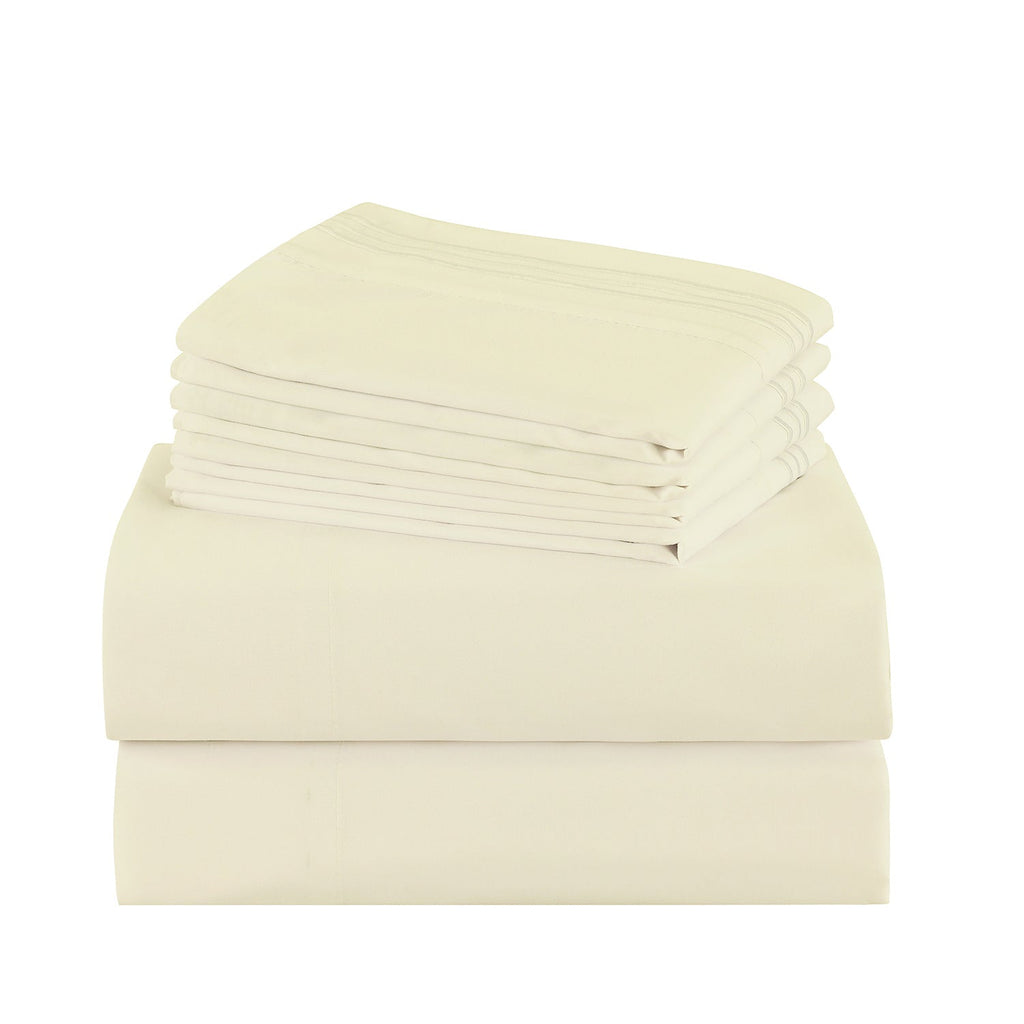 Microfiber Bed Sheet Set 4-6 Piece 100 GSM Deep Pocket 18 Inch Hotel Grade Ultra-Soft Breathable All-Season Machine Washable Twin Full Queen King