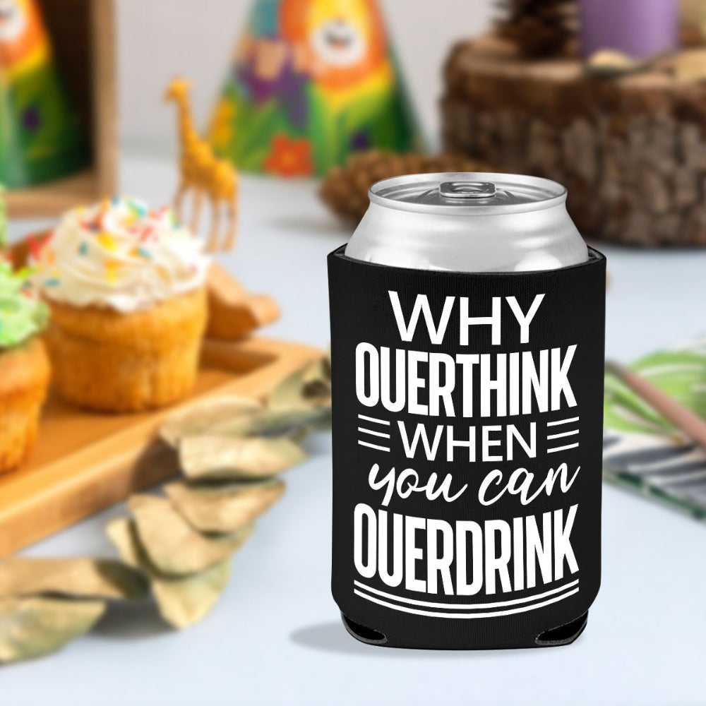 6-Pack Neoprene Beer Can Coolers with Funny Drinking Phrases - Insulated Drink Sleeves for Soda & Lager - Durable Cylindrical Can Huggers for Bachelorette, Oktoberfest & Camping Parties