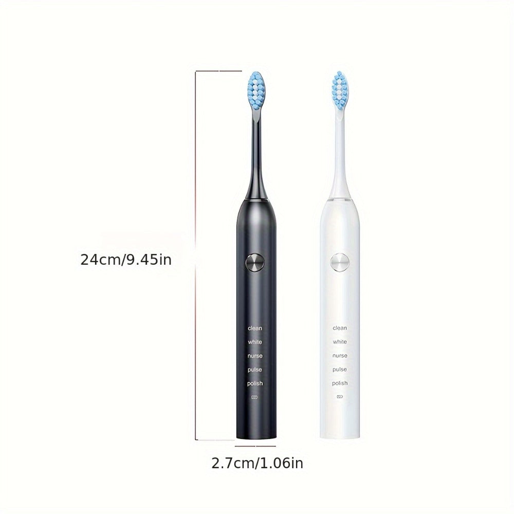 Sonic Electric Toothbrush ¨C 5 Vibration Modes, Soft Bristle, Type-C Fast Charging, Waterproof, Deep Clean & Teeth Whitening Rechargeable Power Toothbrush for Men & Women, 4 or 8 Brush Heads