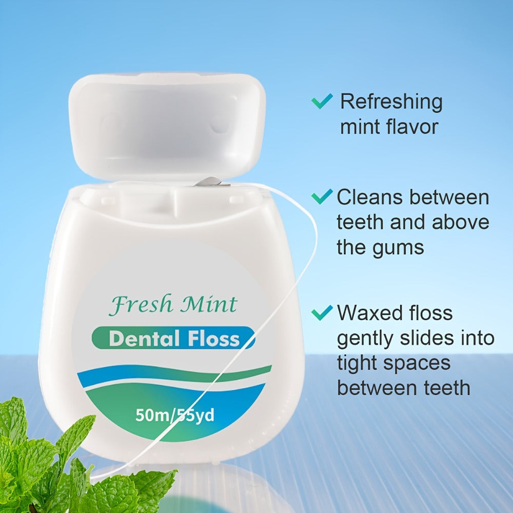 Dental Floss Picks 6pcs Mint Flavor - Plaque Remover Interdental Cleaner Oral Care Floss Sticks Fine Thread Teeth Cleaning Tool Intertooth Flossers