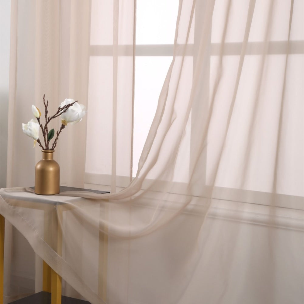 Sheer Curtains 2 Panels Rod Pocket ¨C Light Filtering Privacy Window Drapes for Living Room Bedroom Modern Home Decor