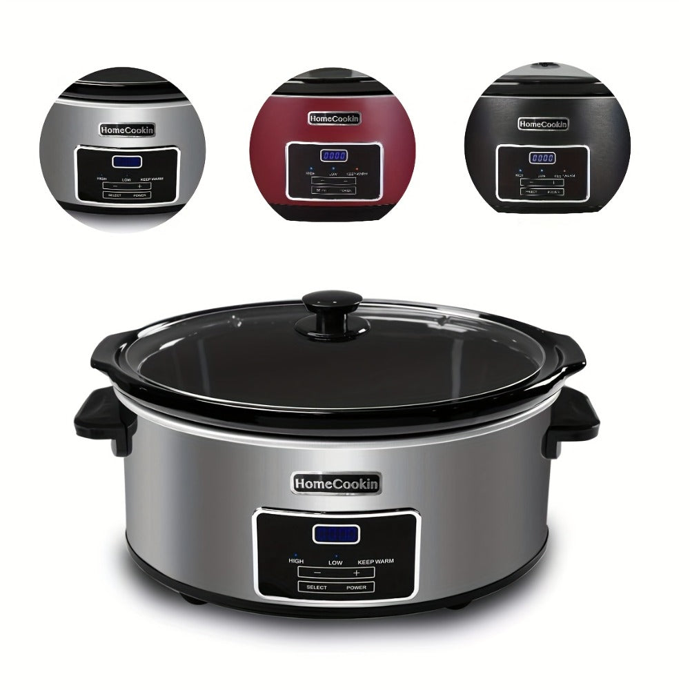 Digital Slow Cooker 6 & 7 Quart Programmable with Non-stick Ceramic Bowl, Countdown Timer & Keep Warm ¨C Oval Glass Lid Crock Pot for Family Meals Soups Stews Holiday Cooking