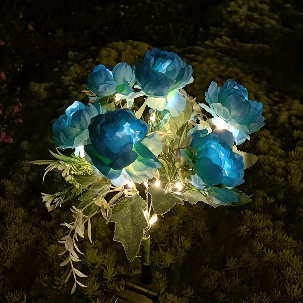 Solar Peony Flower Light 2PCS IP65 Waterproof - 84 LED Artificial Blooms 14 Fancy Lights Solar Powered Outdoor Garden Stake Lights for Lawn Yard Patio Holiday Decor Mother's Day Gift - 4 Colors