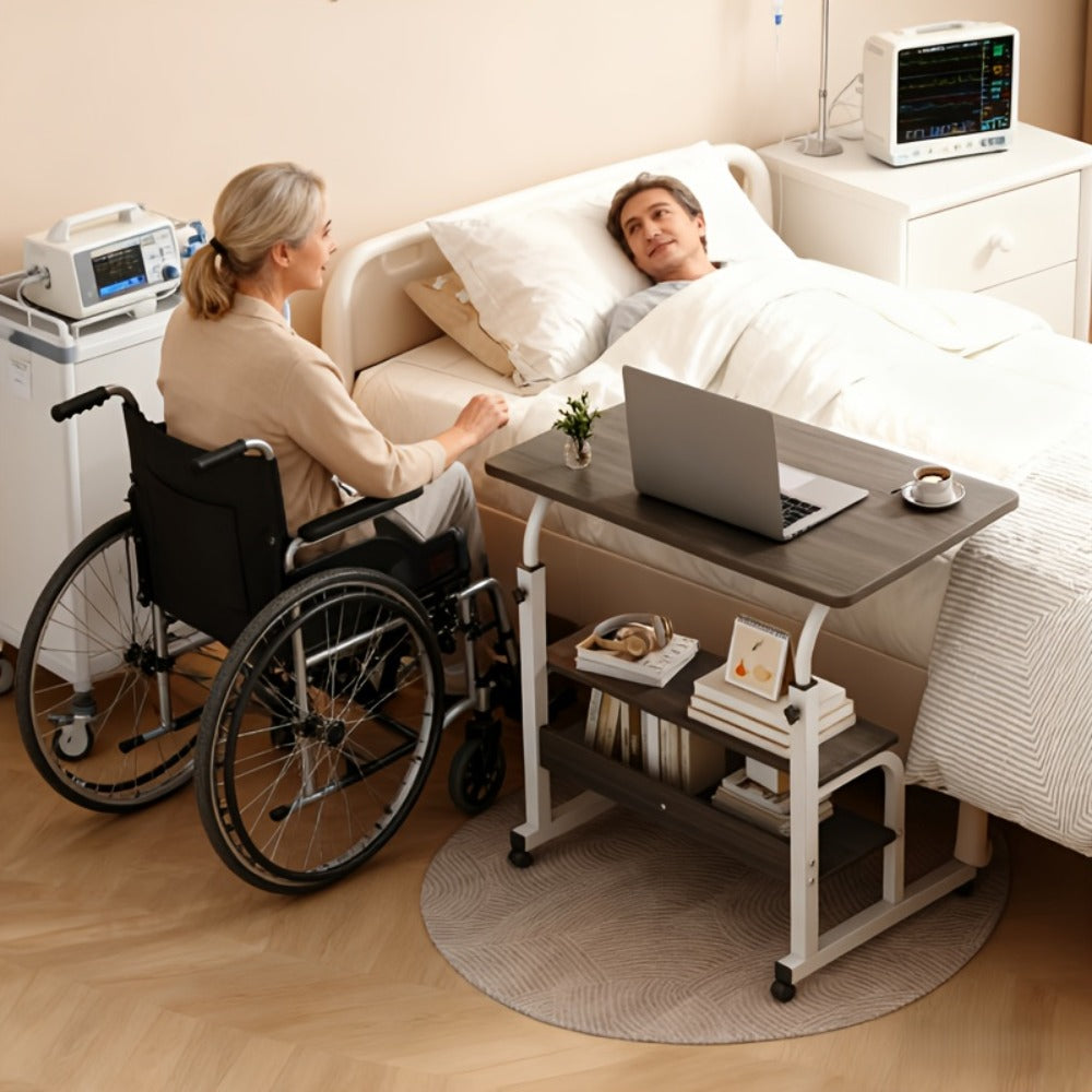 Overbed Table with Casters Adjustable Height ¨C Bedside Nursing Table for Hospital & Home Care, Rolling Laptop Desk for Elderly & Patients, Meal Tray Stand, Multiple Colors