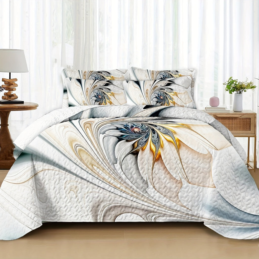 Boho Quilt Comforter Set Twin Full Queen King - Floral Bedding Lightweight Soft Microfiber Reversible Bedspread for Women Girls 2/3 Pcs All Season