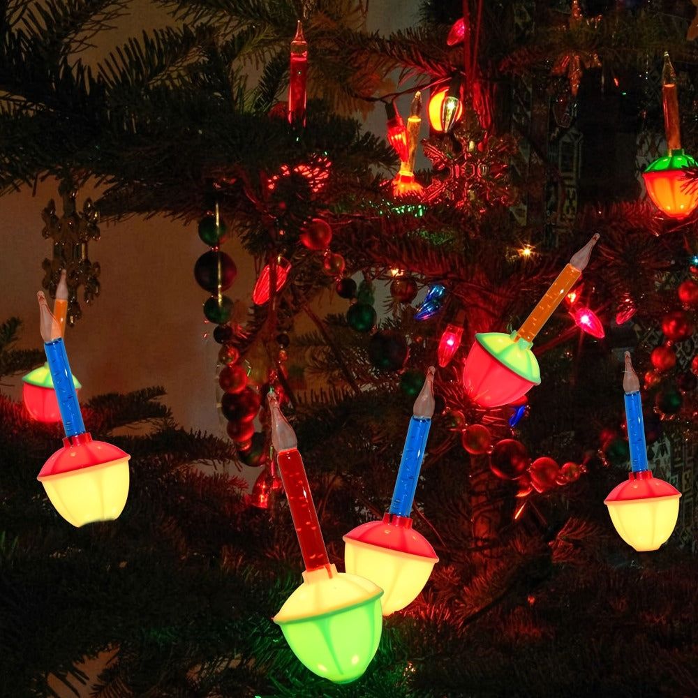 Christmas Bubble Lights 9 Pack Retro Multi Color | 8.8 Inch 5W E12 Base with 10 Bubble Bulbs 1 Spare | Vintage Holiday Christmas Tree Decoration Lights Green