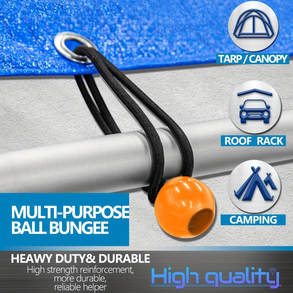 Bungee Cords Assortment 32pcs with Hooks 10 18 24 32 40 Inch Tarp Ball Ties and Tarp Clips Canopy Tie Down Kit for Camping Outdoor Moving Cargo Securing