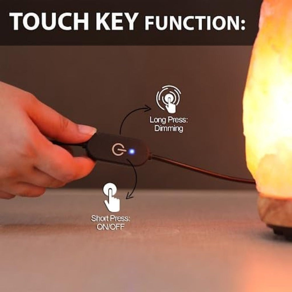 Himalayan Salt Lamp Set of 2 ¨C 4-7 lbs Natural Pink Crystal Salt Lamps with Neem Wood Base & USB Dimmer Switch, Warm Soothing Glow for Bedroom Relaxation Yoga Meditation Home Decor